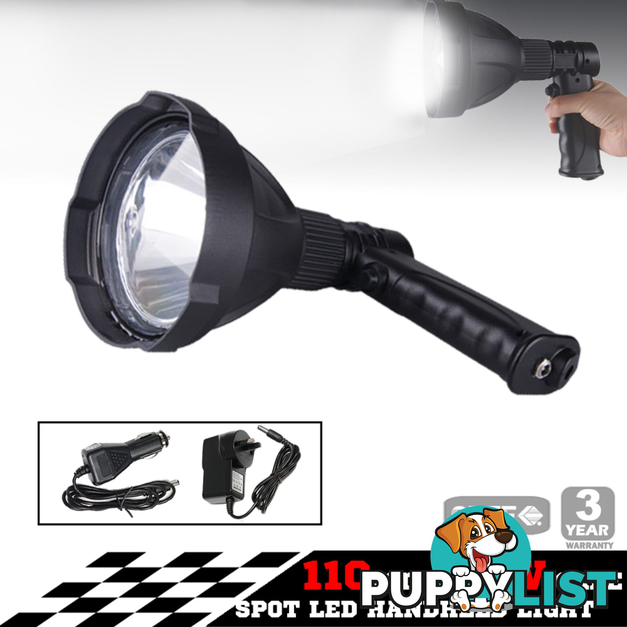 25W CREE LED Handheld Spot Light Rechargeable Spotlight Hunting Shooting 12V