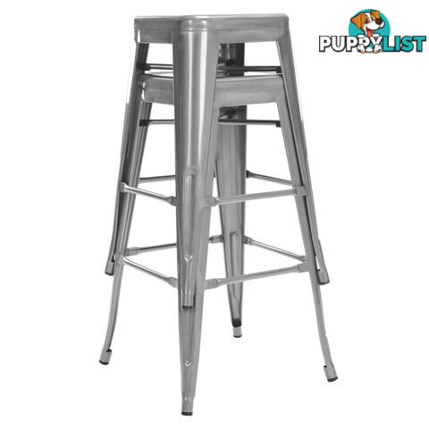 Set of 2 Steel Kitchen Bar Stool 76cm Metallic