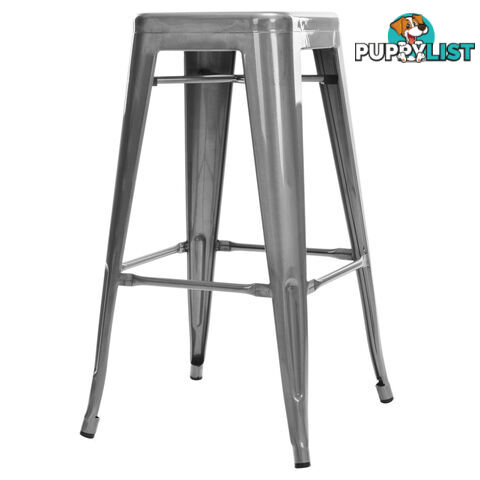 Set of 2 Steel Kitchen Bar Stool 76cm Metallic