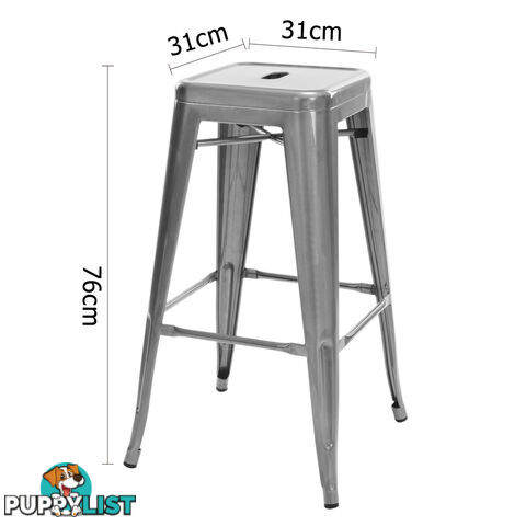 Set of 2 Steel Kitchen Bar Stool 76cm Metallic