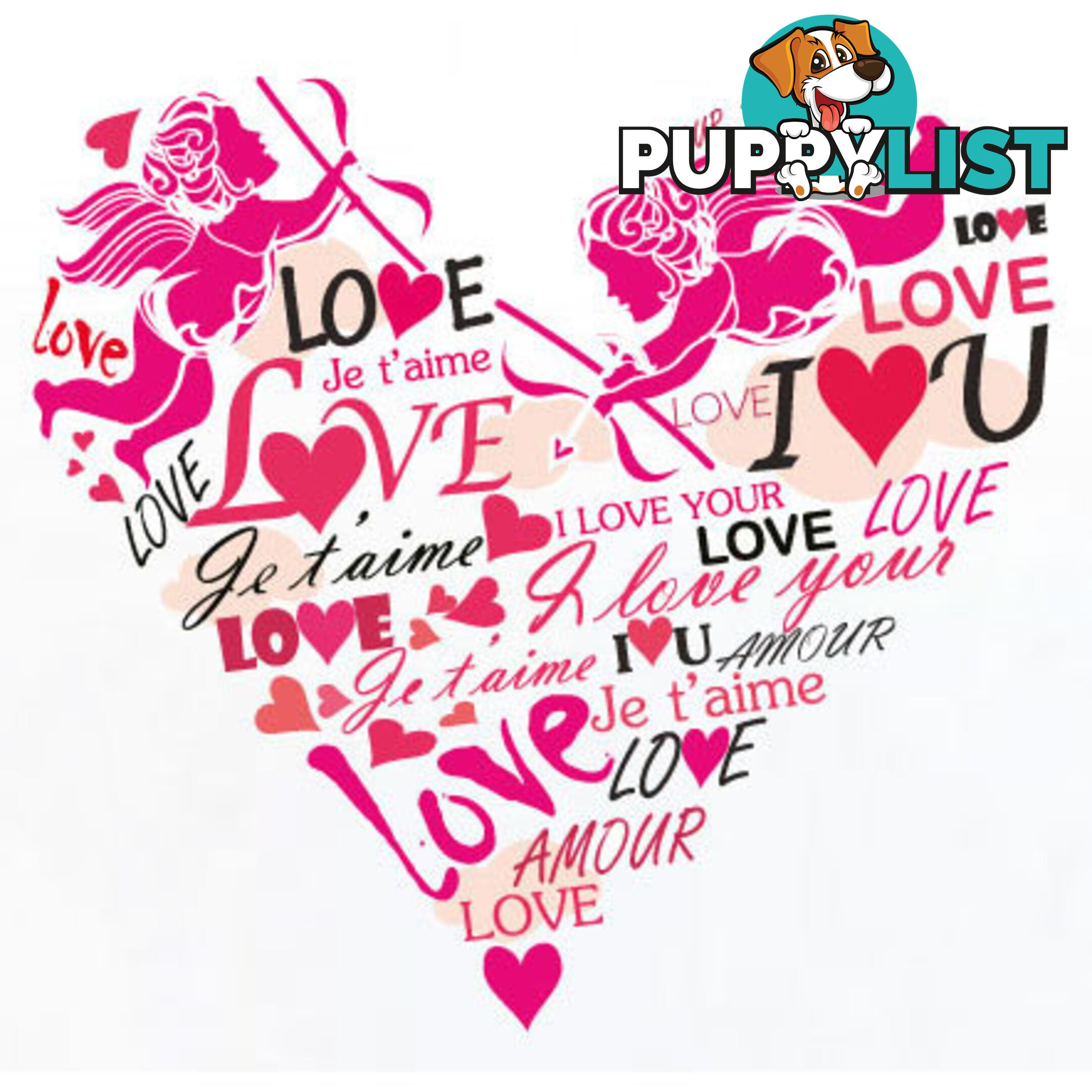 Large Size Pink Cupid Love Hearts Wall Stickers - Totally Movable