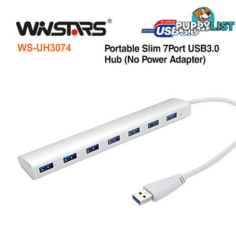 Portable slim 7-Port USB3.0 Hub (No Power)