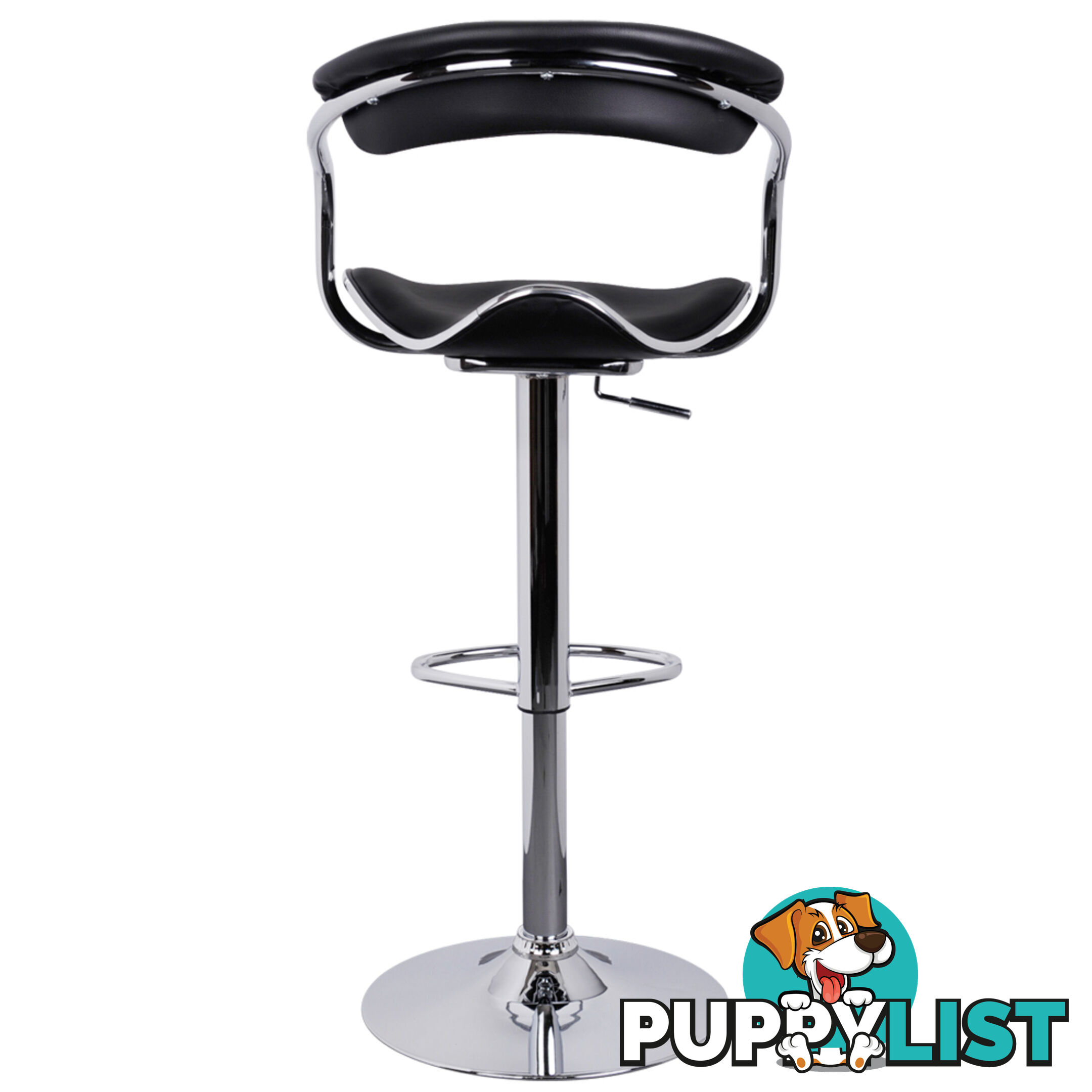 Set of 2 PU Leather Kitchen Bar Stool Black