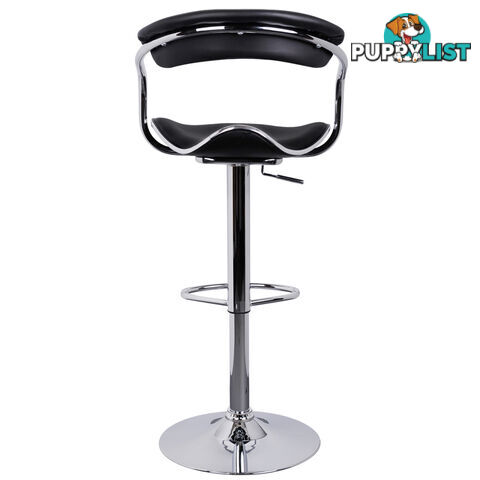 Set of 2 PU Leather Kitchen Bar Stool Black