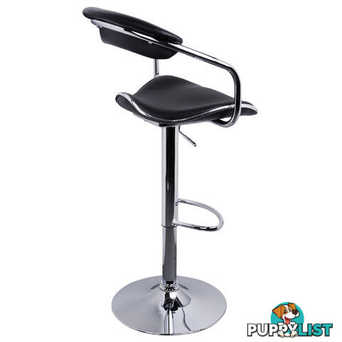 Set of 2 PU Leather Kitchen Bar Stool Black