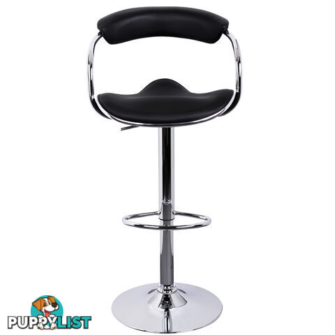 Set of 2 PU Leather Kitchen Bar Stool Black