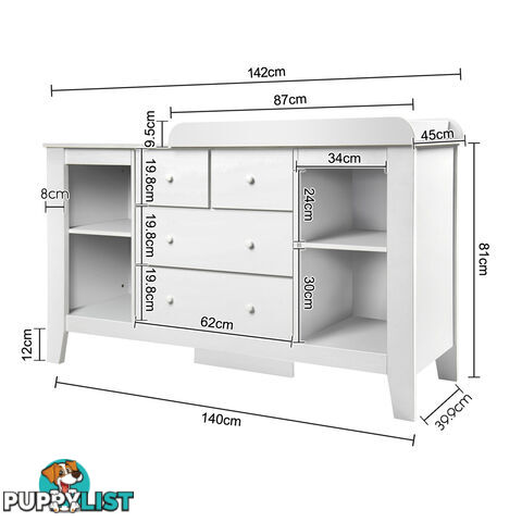 Drawer Baby Chest Change Table Dresser Cabinet White