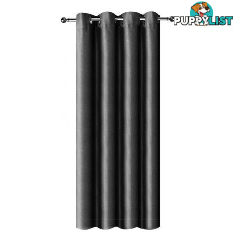 ArtQueen 3 Pass Eyelet Blockout Curtain Black 300cm 310gsm