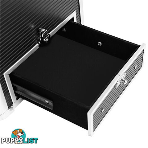 Portable Cosmetic Beauty Carry Case Box Black w/ Mirror