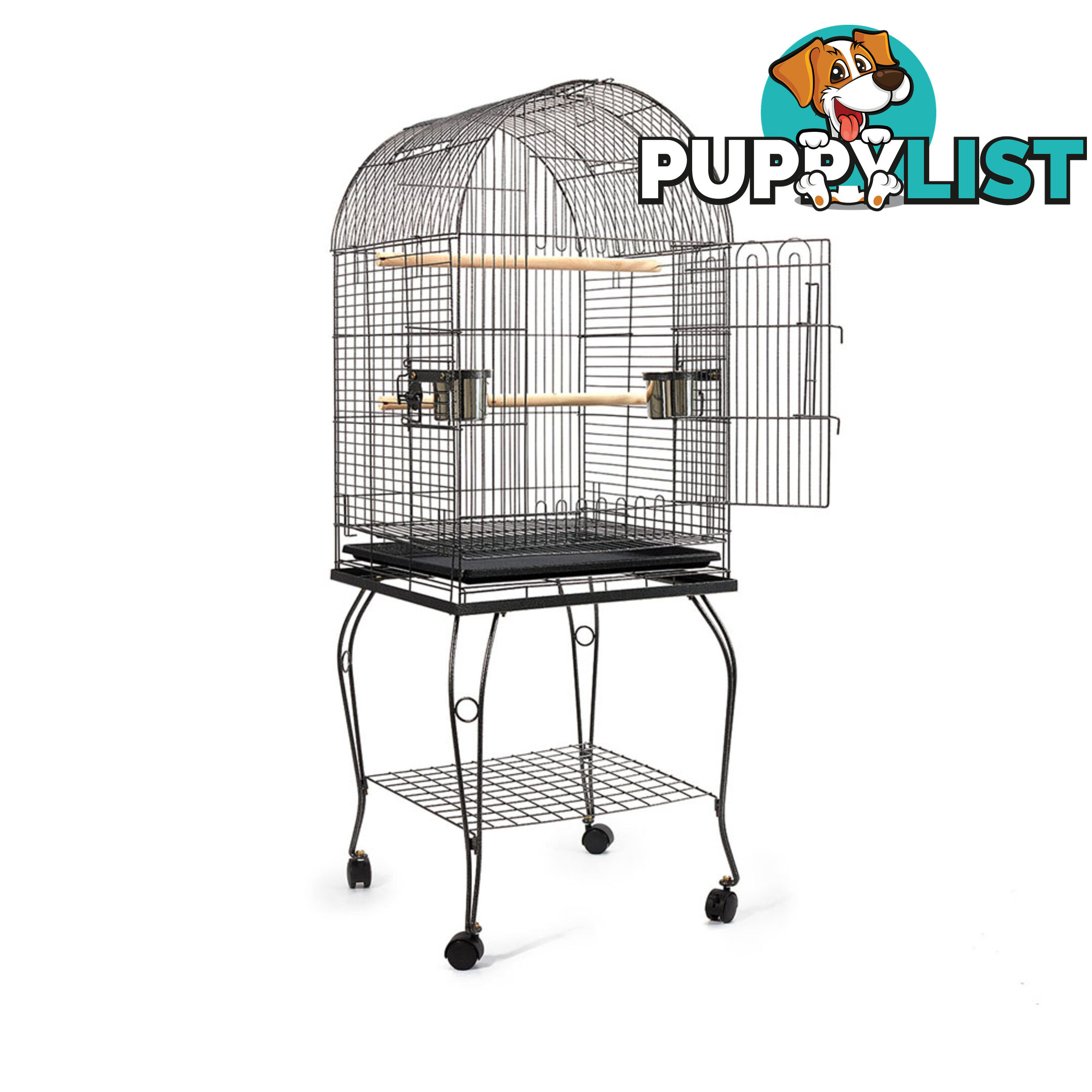 Parrot Pet Aviary Bird Cage w/ Open Roof 150cm Black