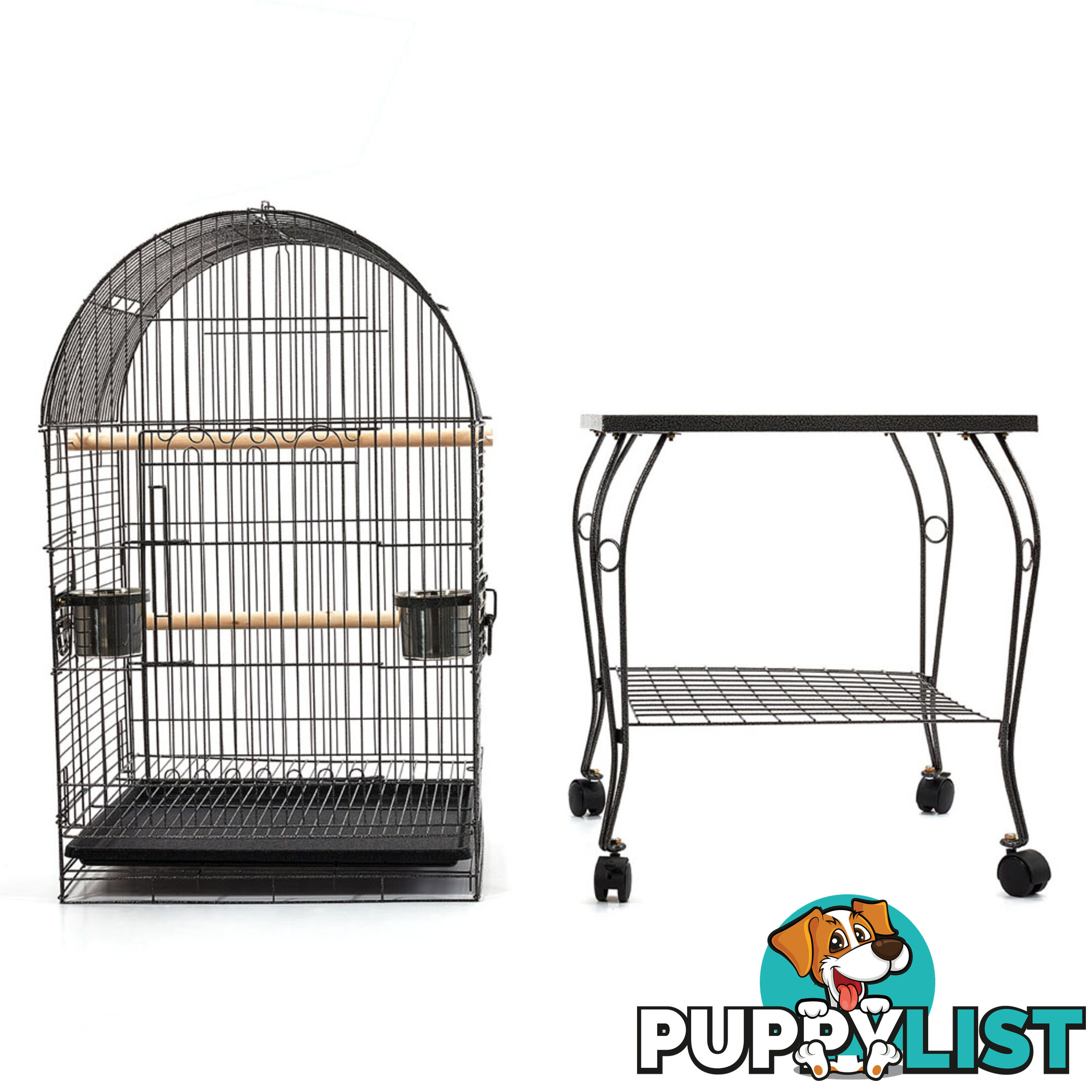 Parrot Pet Aviary Bird Cage w/ Open Roof 150cm Black