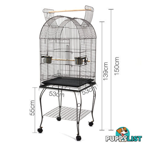 Parrot Pet Aviary Bird Cage w/ Open Roof 150cm Black