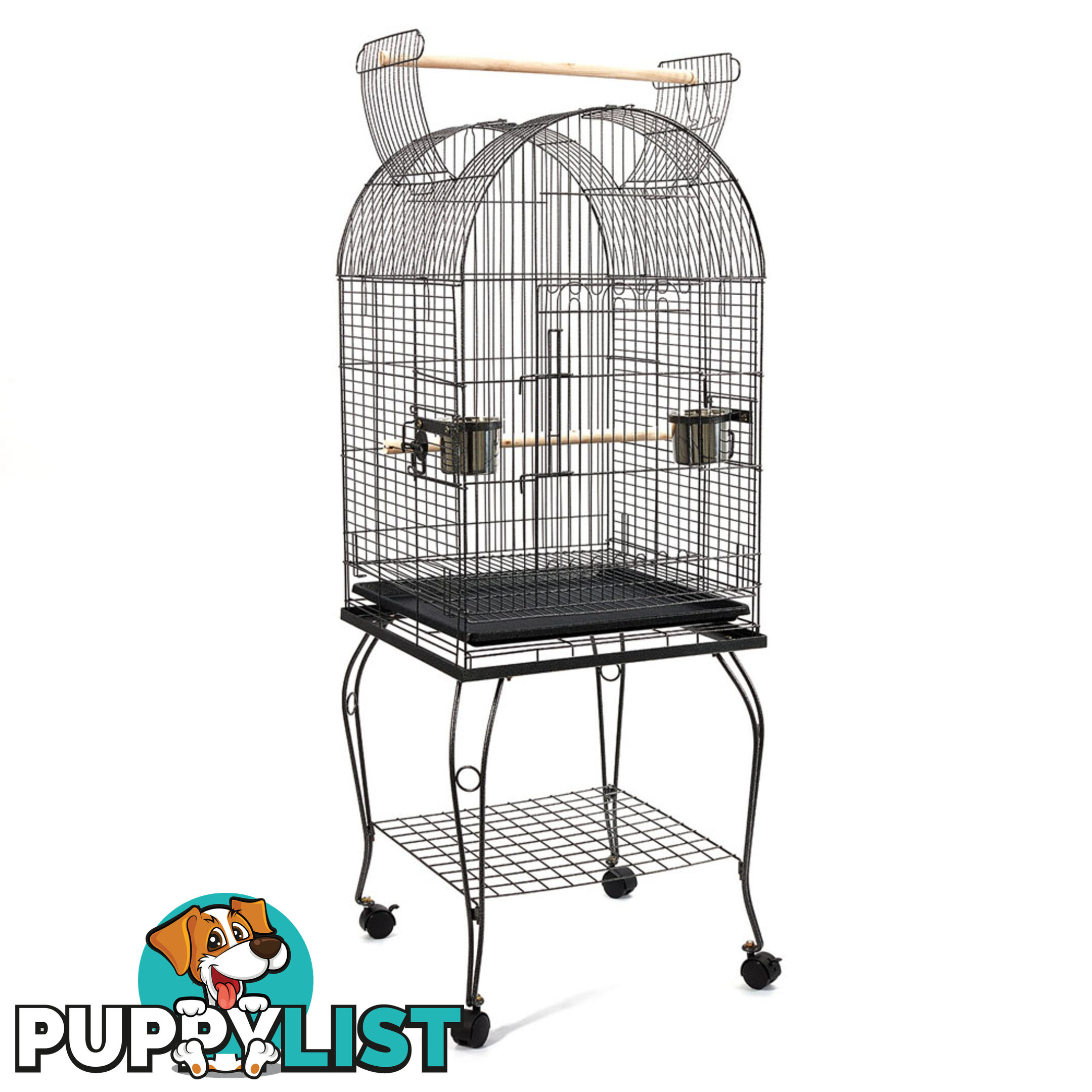 Parrot Pet Aviary Bird Cage w/ Open Roof 150cm Black