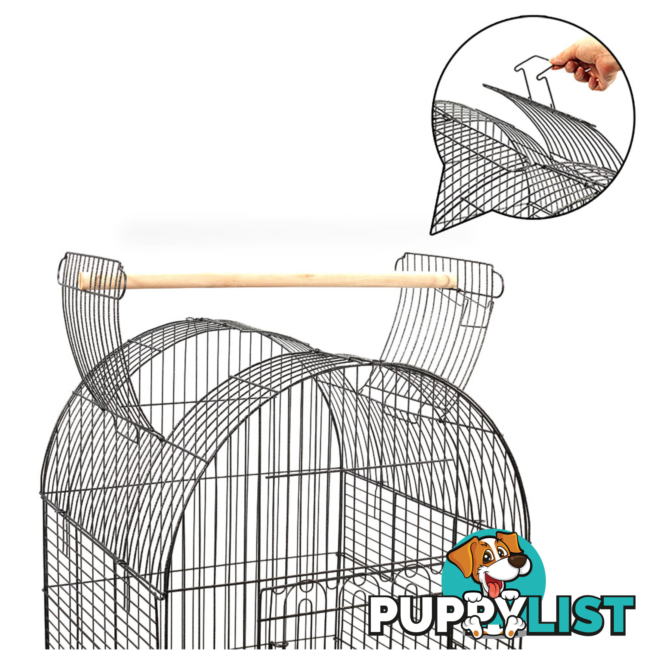 Parrot Pet Aviary Bird Cage w/ Open Roof 150cm Black