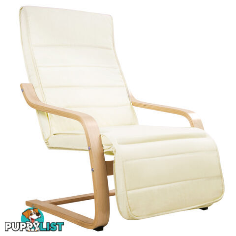 Birch Bentwood Adjustable Lounge Arm Chair w/ Fabric Cushion Beige