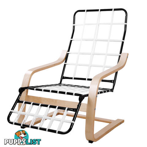 Birch Bentwood Adjustable Lounge Arm Chair w/ Fabric Cushion Beige