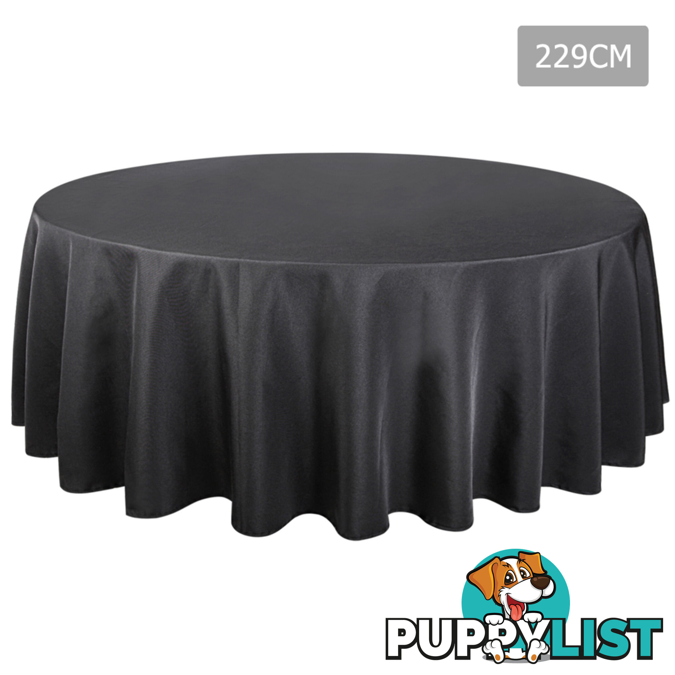 4 Pcs Wedding Table Cloth Round 229cm Black