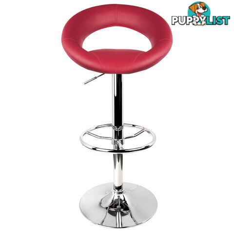 Set of 2 PU Leather Kitchen Bar Stool Red