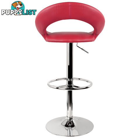 Set of 2 PU Leather Kitchen Bar Stool Red