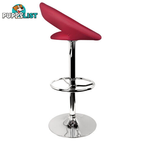 Set of 2 PU Leather Kitchen Bar Stool Red