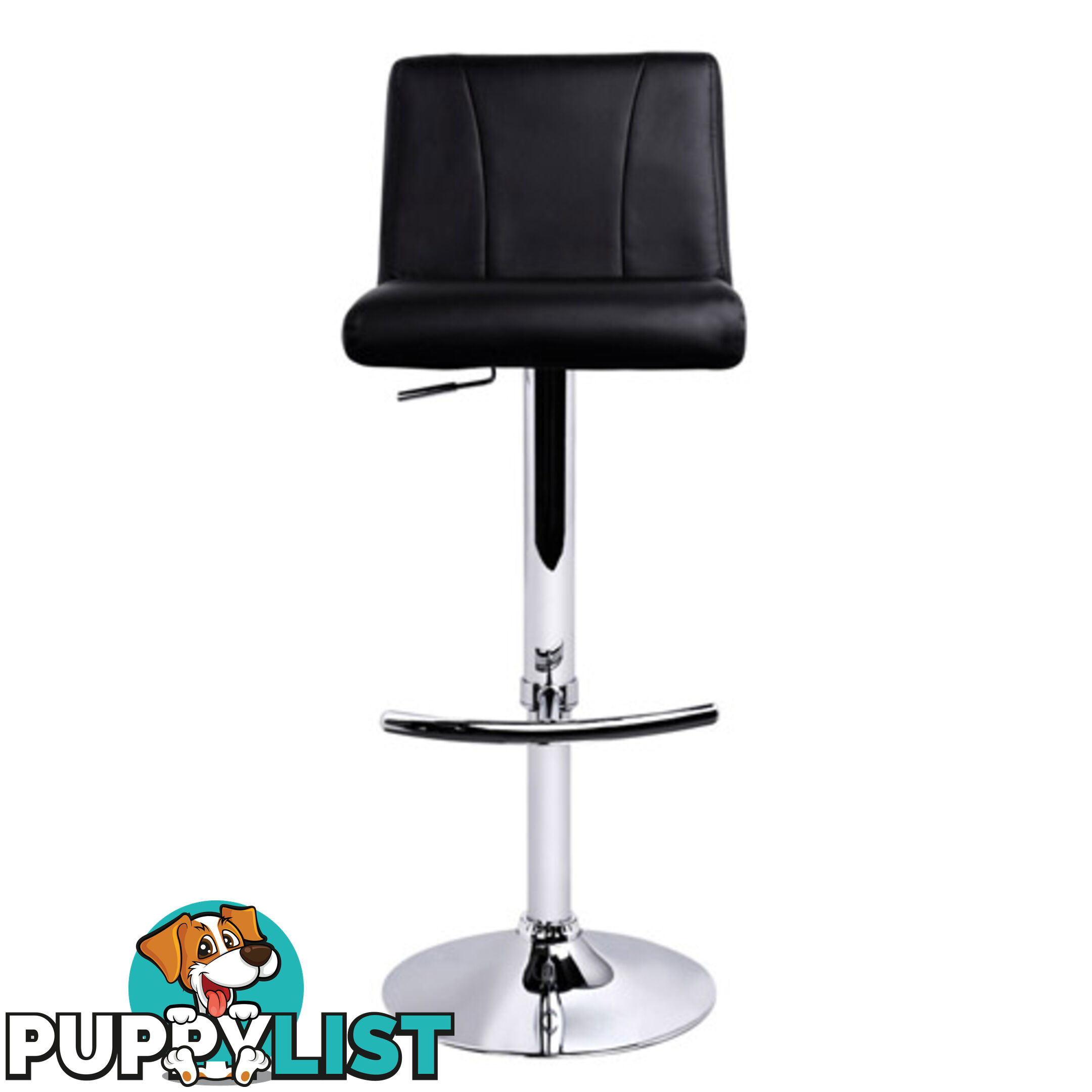 Set of 2 PU Leather Kitchen Bar Stool Black