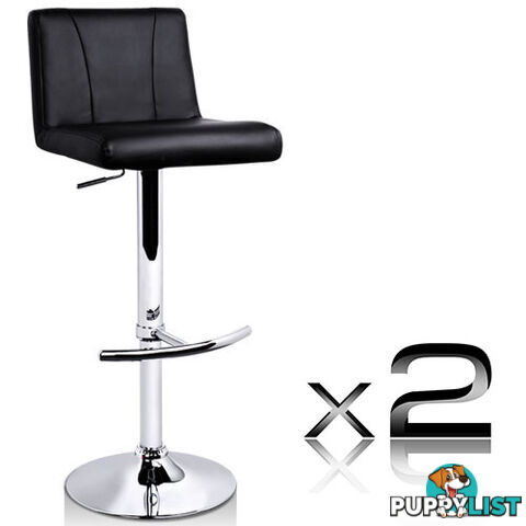 Set of 2 PU Leather Kitchen Bar Stool Black