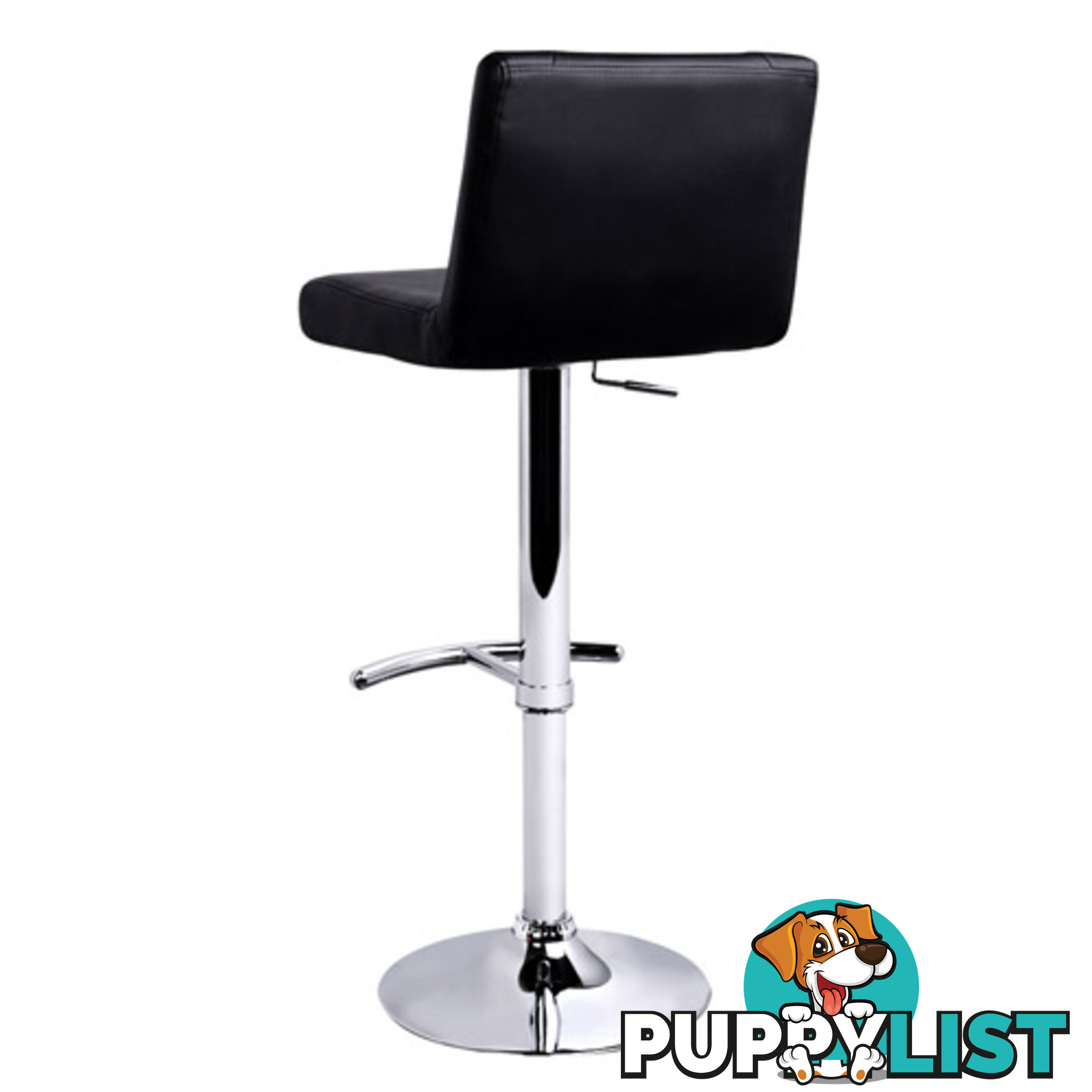 Set of 2 PU Leather Kitchen Bar Stool Black