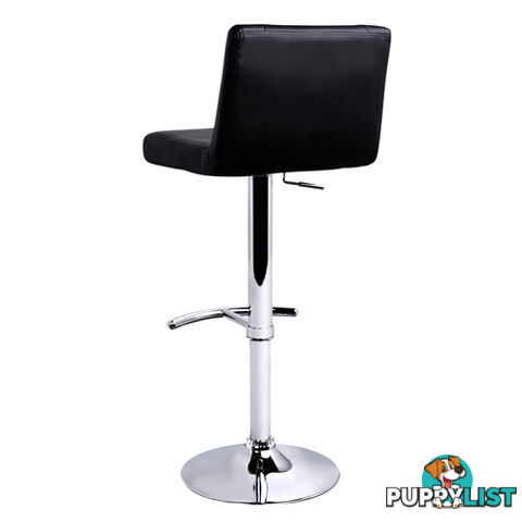 Set of 2 PU Leather Kitchen Bar Stool Black