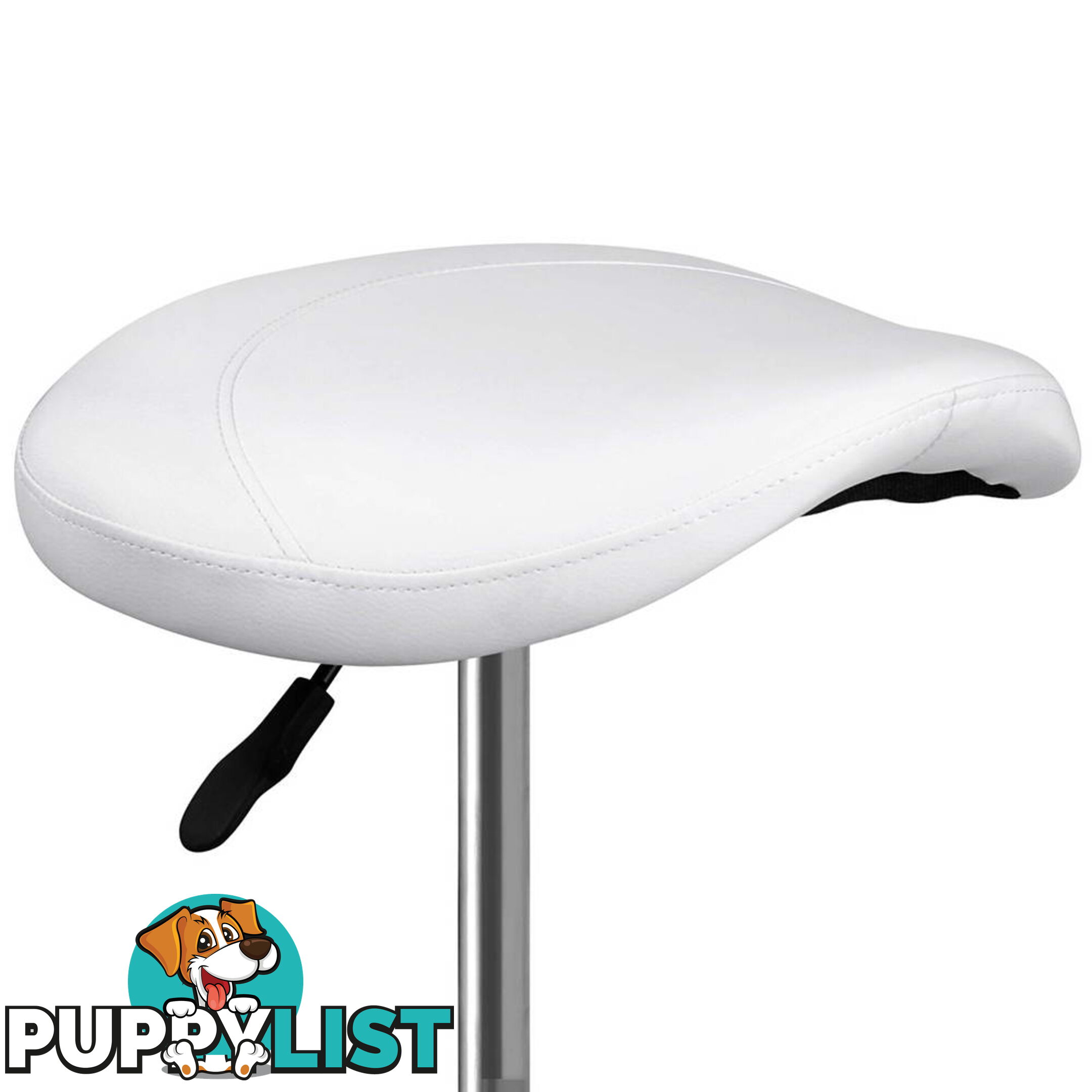 Saddle PU Swivel Salon Stool White