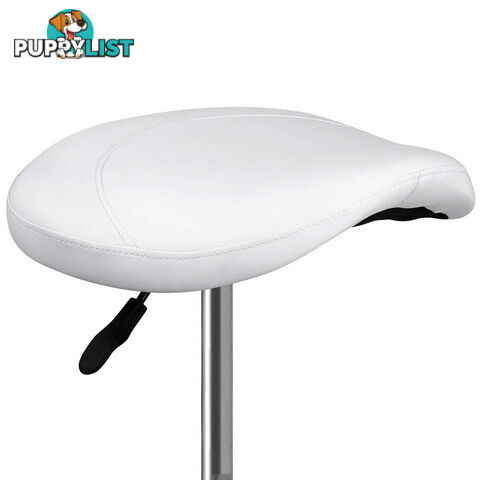 Saddle PU Swivel Salon Stool White