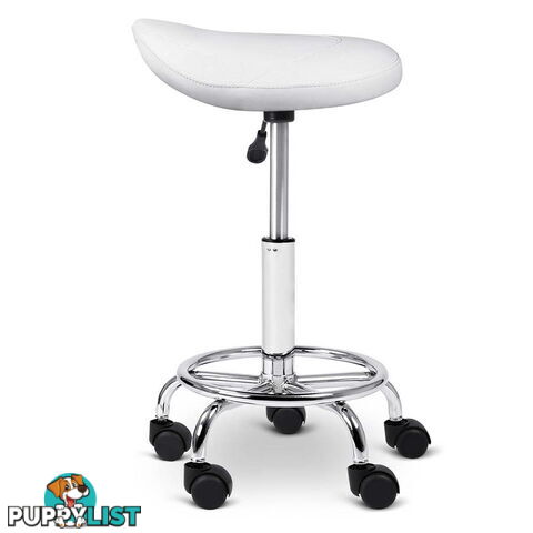 Saddle PU Swivel Salon Stool White