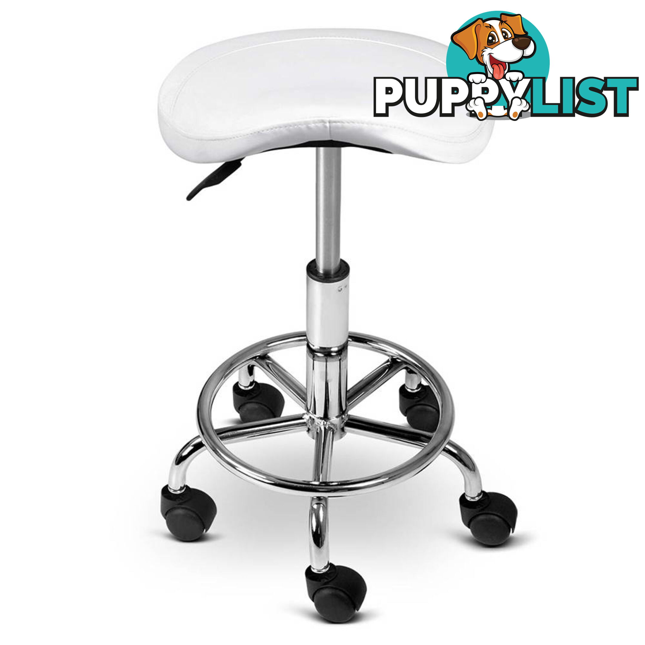 Saddle PU Swivel Salon Stool White