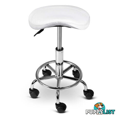 Saddle PU Swivel Salon Stool White