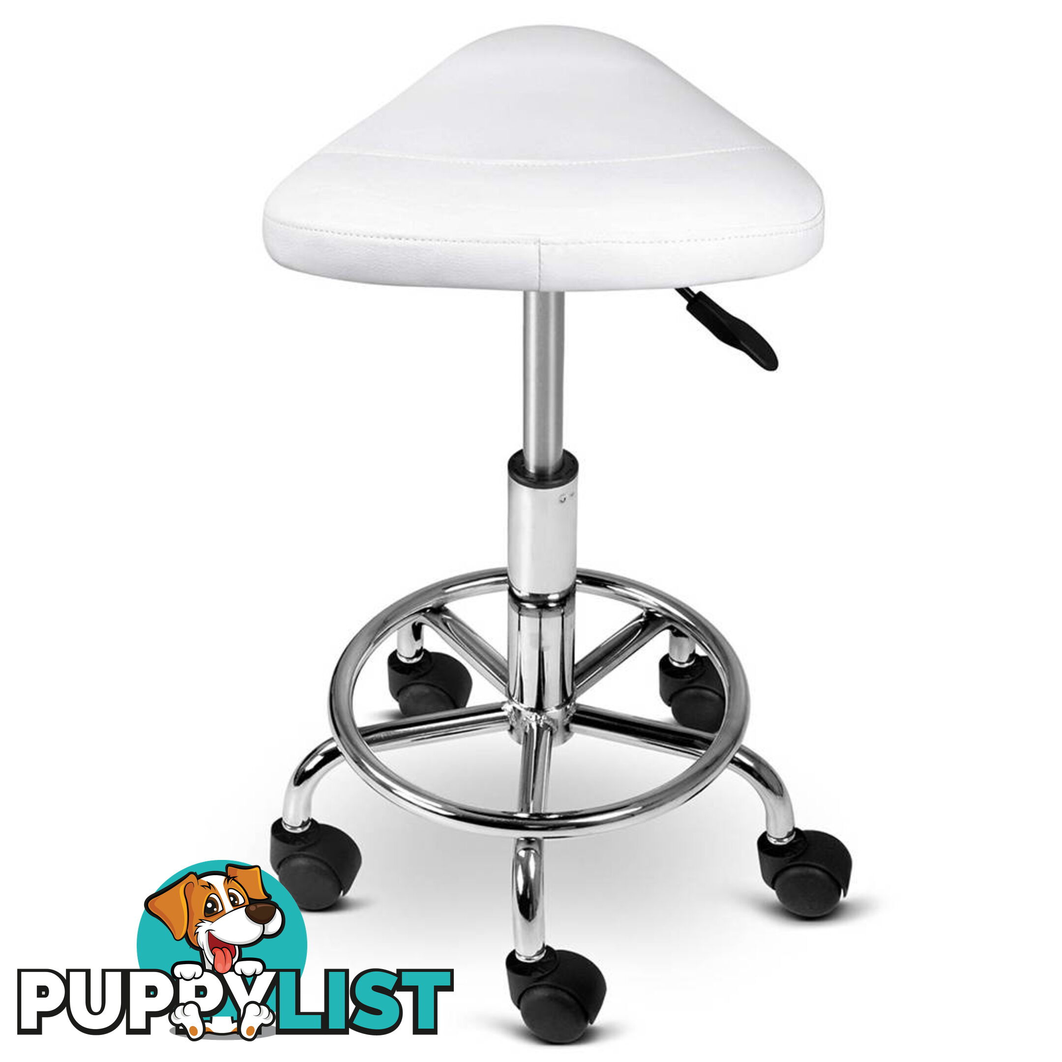 Saddle PU Swivel Salon Stool White