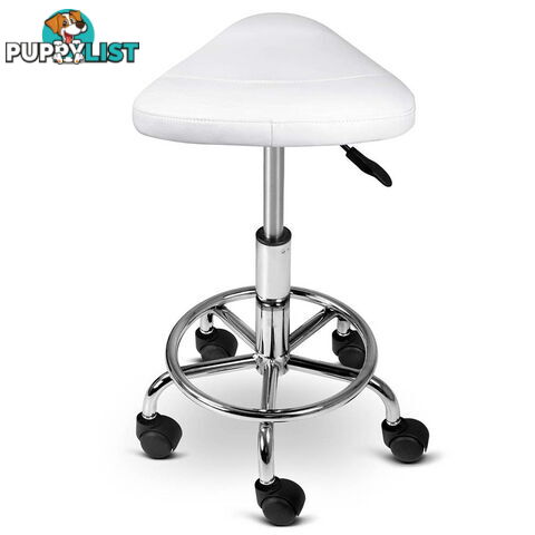 Saddle PU Swivel Salon Stool White