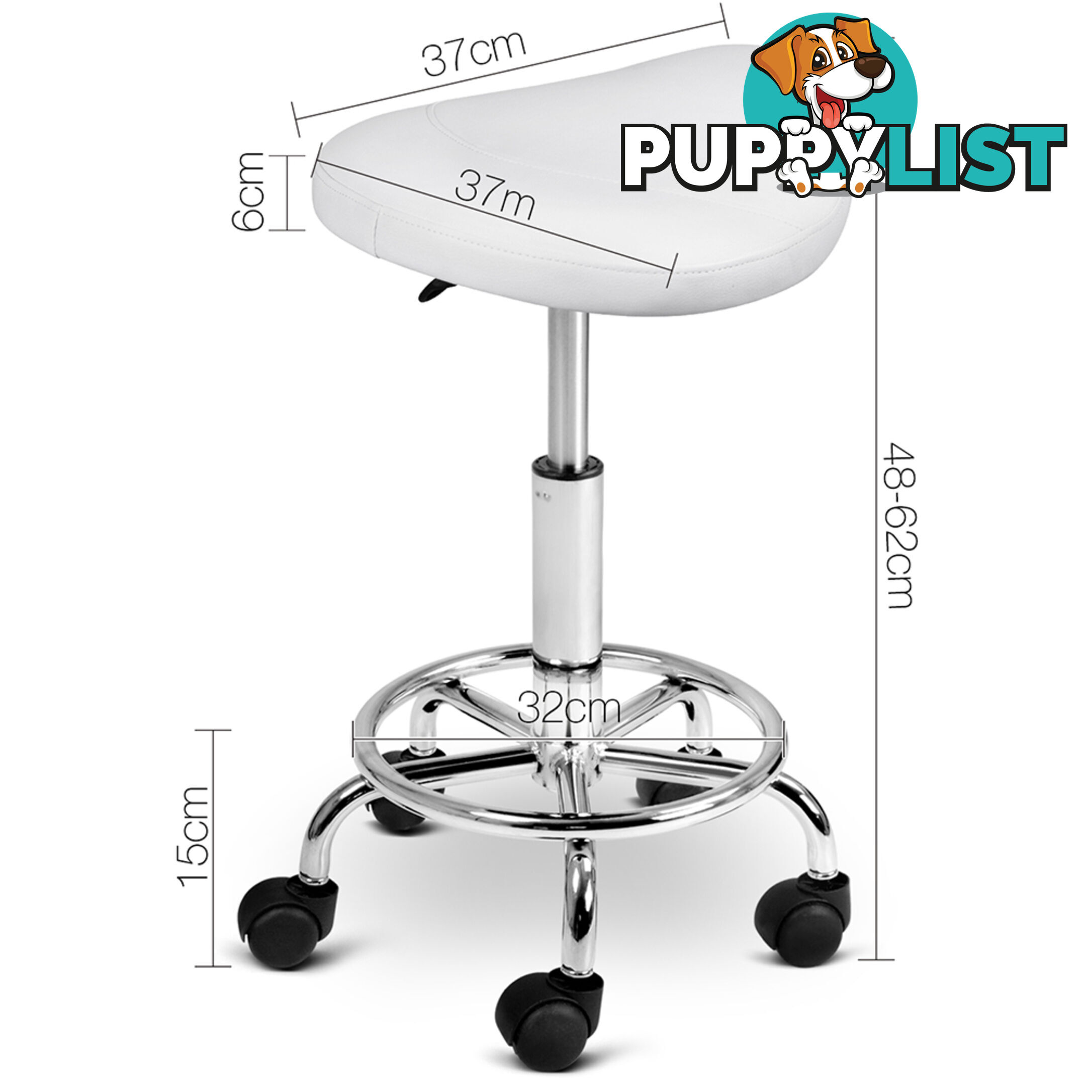 Saddle PU Swivel Salon Stool White