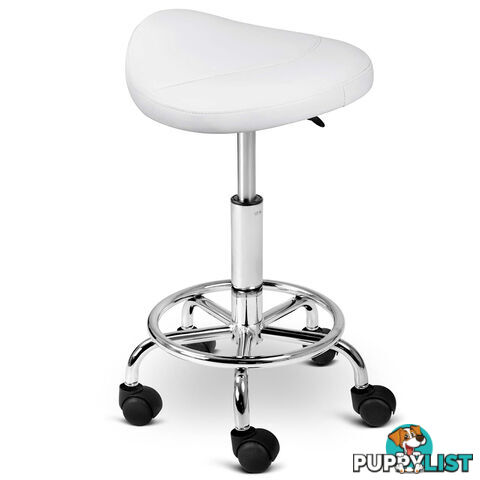 Saddle PU Swivel Salon Stool White