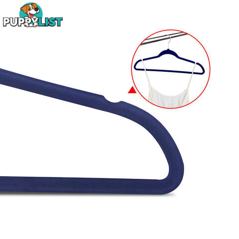 Set of 100 Slim Navy Velvet Hangers