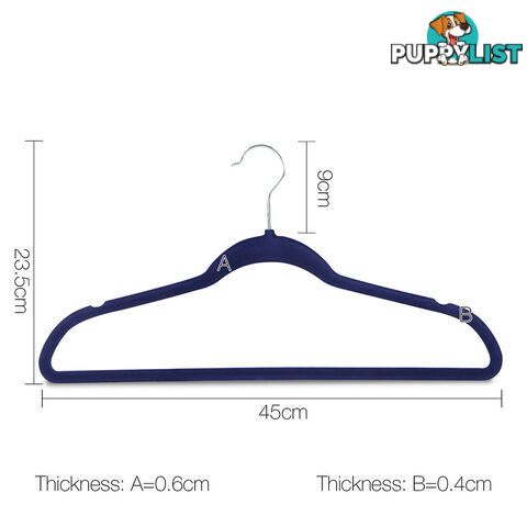 Set of 100 Slim Navy Velvet Hangers