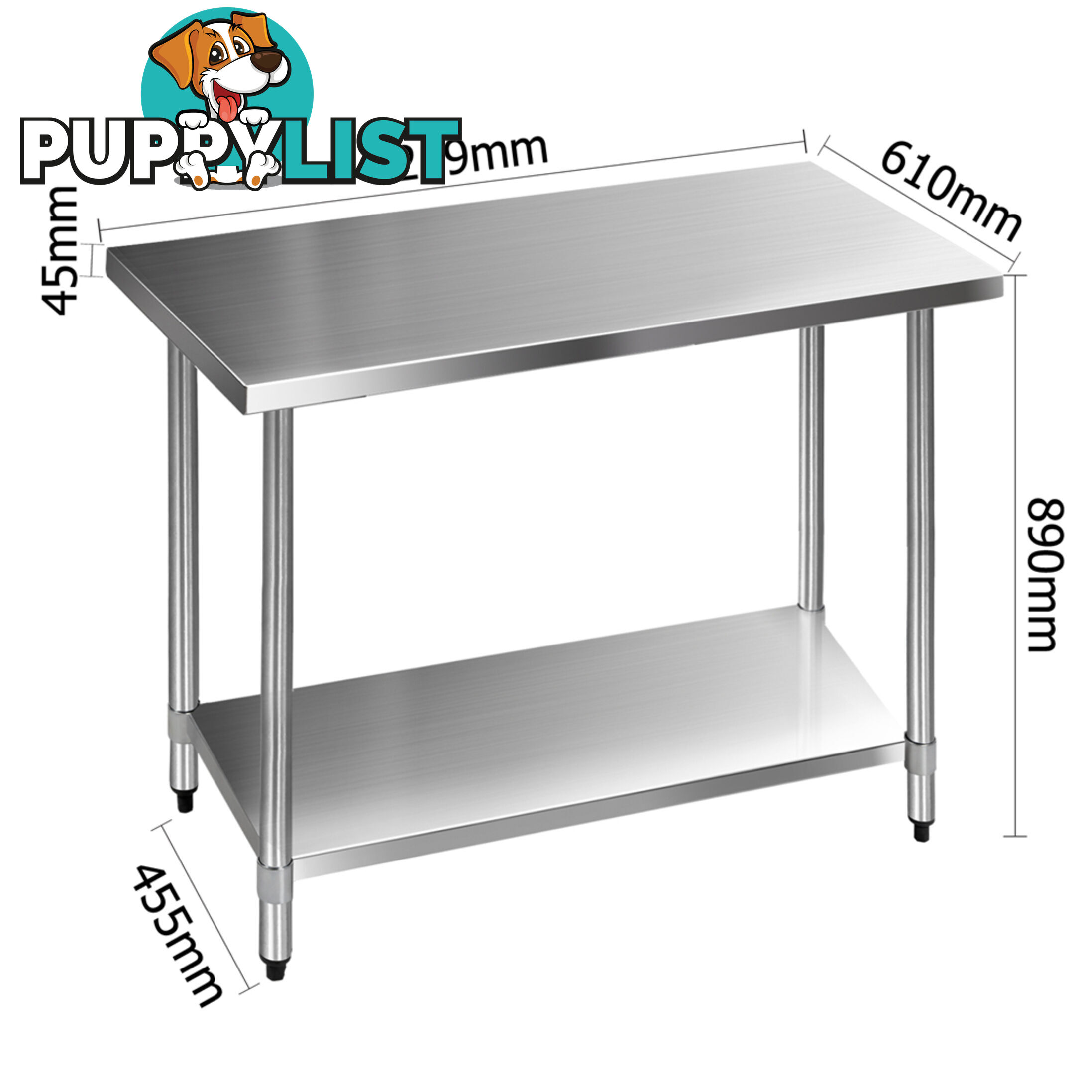 430 Stainless Steel Kitchen Work Bench Table 1219mm