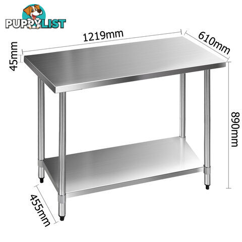 430 Stainless Steel Kitchen Work Bench Table 1219mm