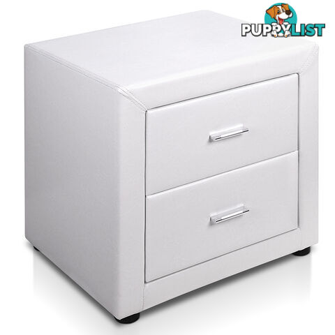 Deluxe PU Leather 2 Drawers Cabinet White