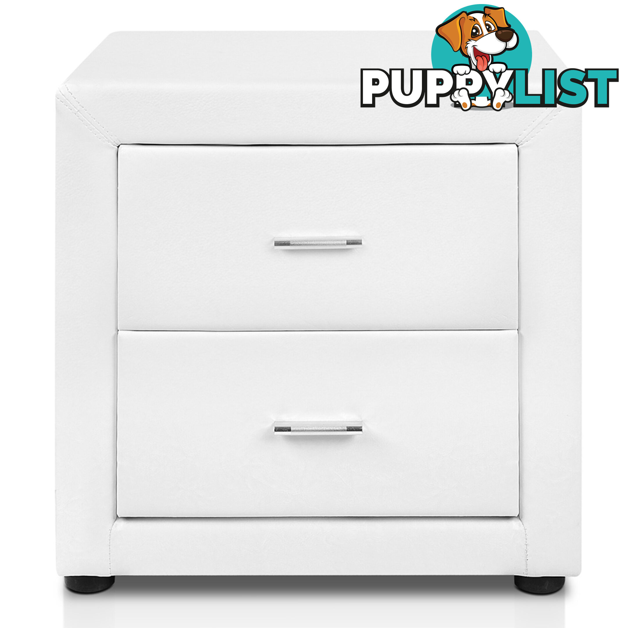 Deluxe PU Leather 2 Drawers Cabinet White