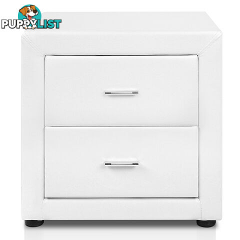 Deluxe PU Leather 2 Drawers Cabinet White