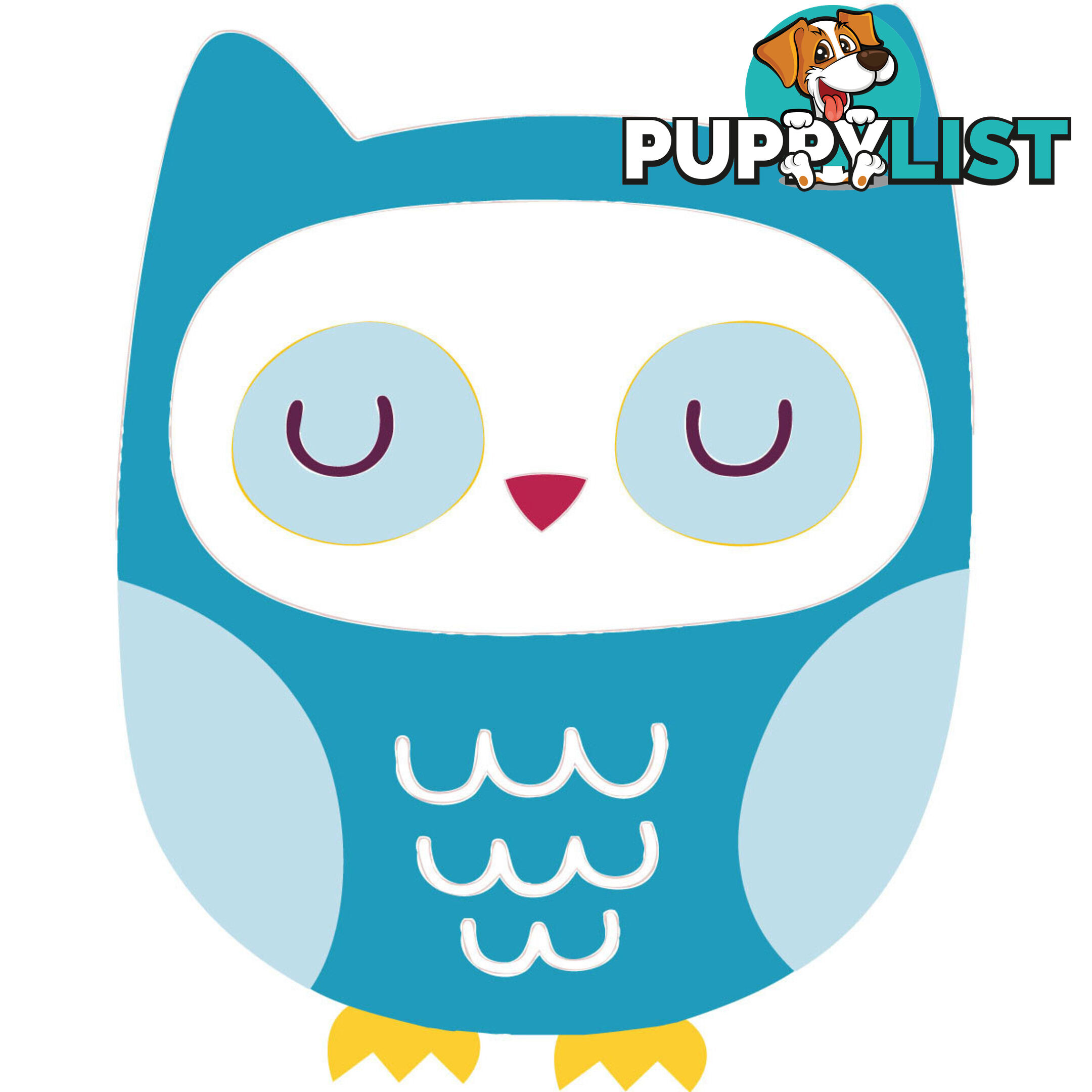 Blue Owl Wall Stickers - Totally Movable and Reusable