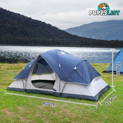 6 Person Family Camping Tent Navy Grey