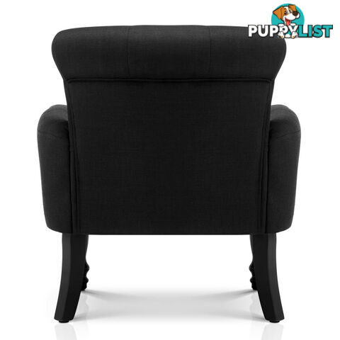 Wing Armchair French Provincial Linen Fabric Black