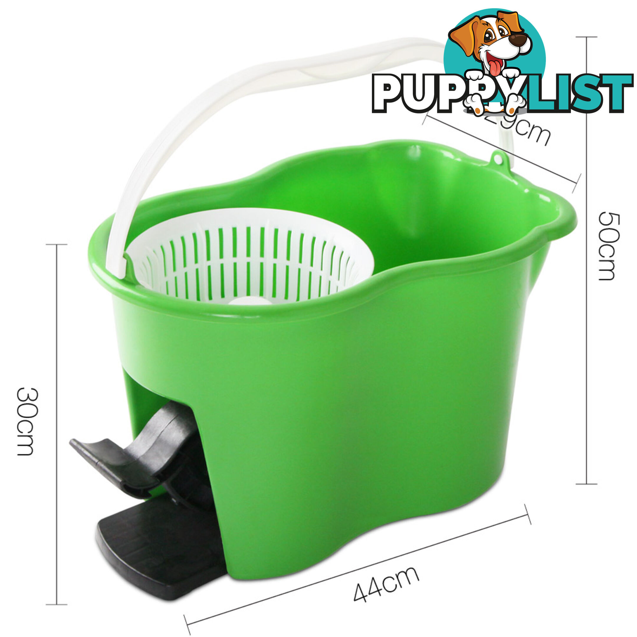 360 Degree Spinning Mop Microfibre Spin Dry Bucket with 2 Mop Heads - Green