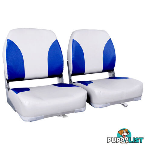 Set of 2 Swivel Folding Marine Boat Seats White Blue