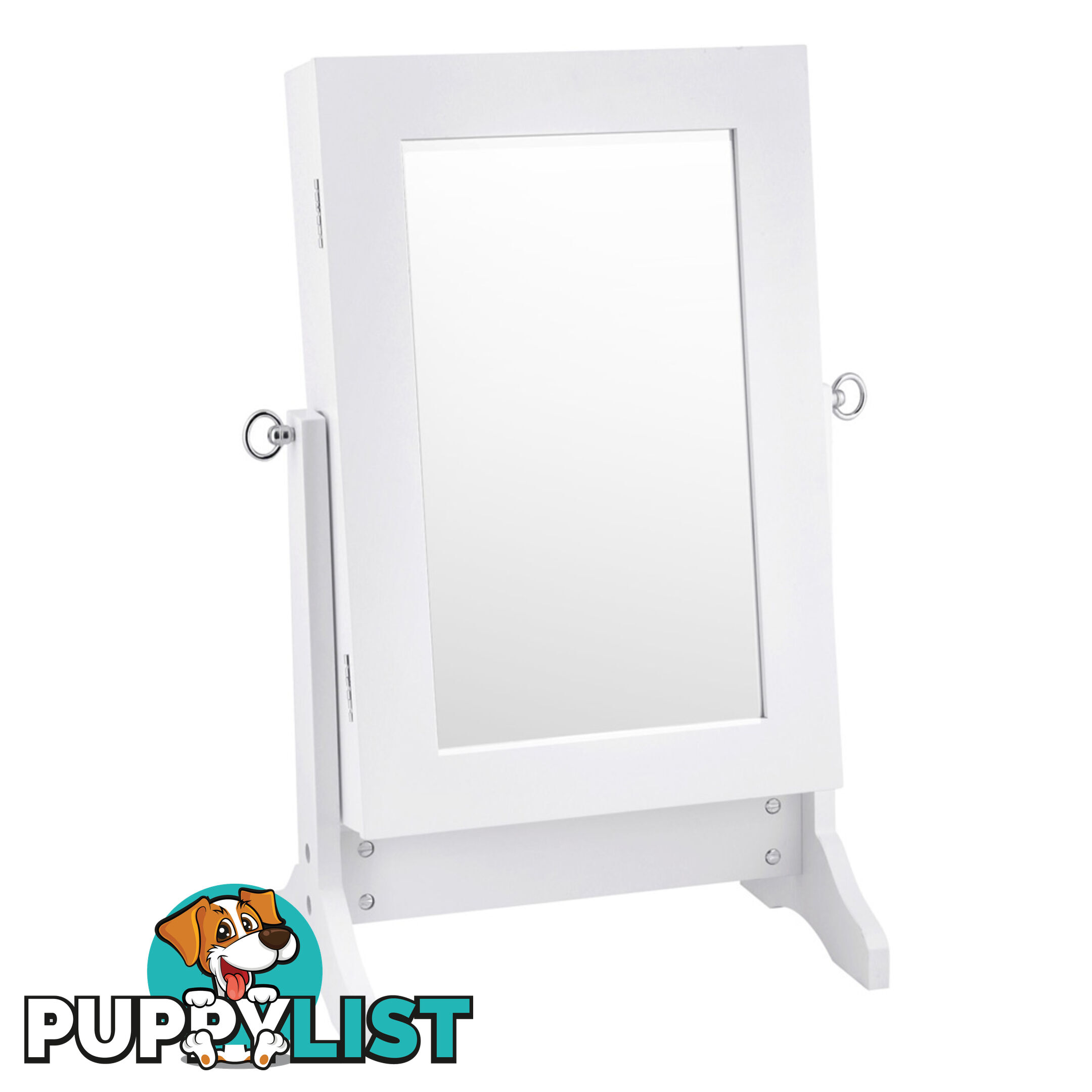 Table top Jewellery Cabinet w/ Mirror White